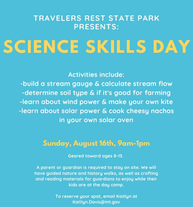 Science Skills Day at Travelers Rest State Park in Lolo Montana