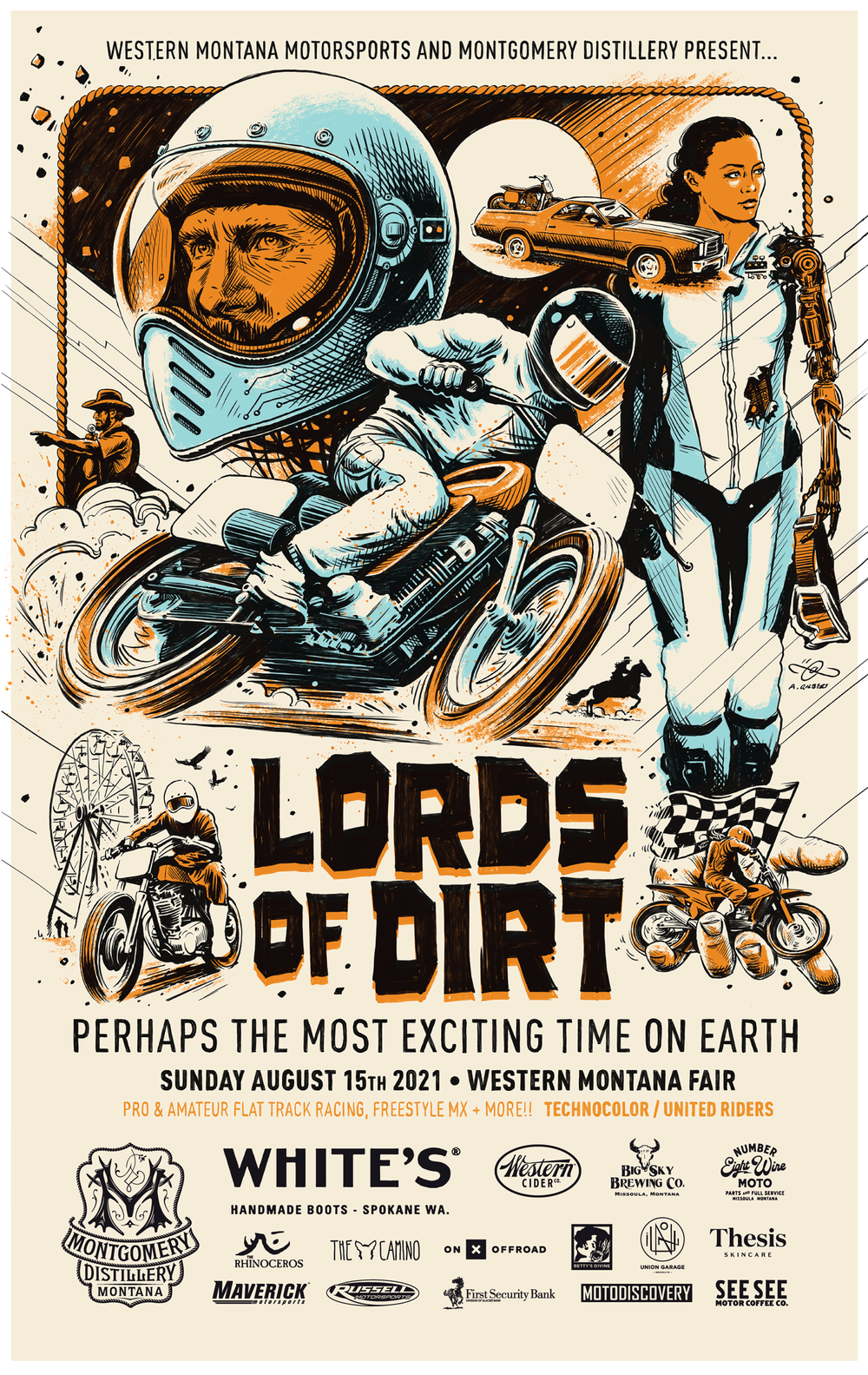 Lords of Dirt Flat Track Motorcycle Racing & Freestyle Moto-X at the Western Montana Fair in Missoula, Montana