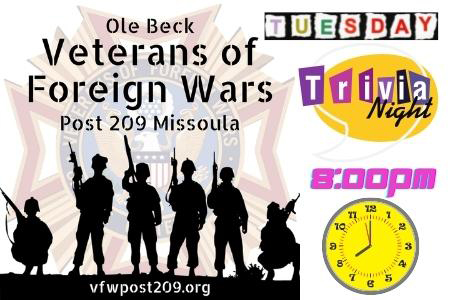 Tuesday Night Trivia at Ole Beck VFW Post 209 in Missoula Montana