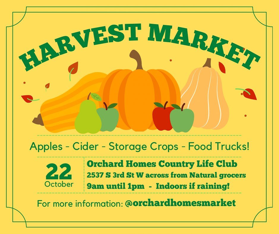 Orchard Homes Fall Harvest Market on Saturday, October 22
