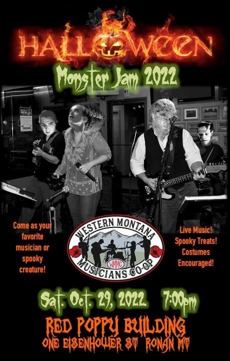Western Montana Musicians Cooperative Halloween Monster Jam 2022 at the Red Poppy in Ronan