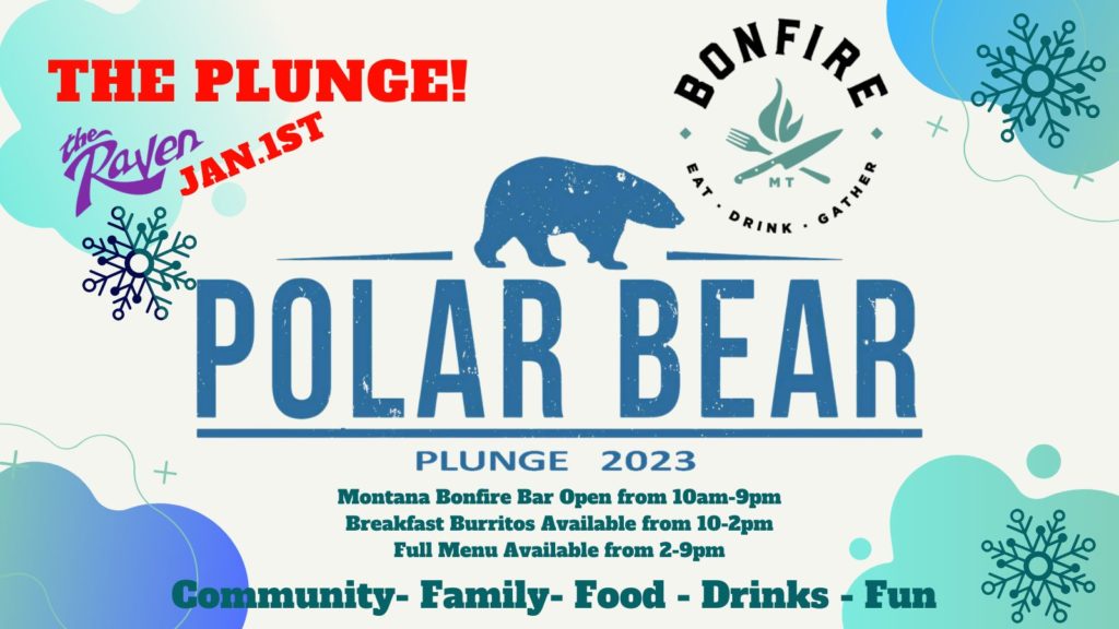 Polar Bear Plunge at The Raven with Montana Bonfire on Sunday, January 1, 2023