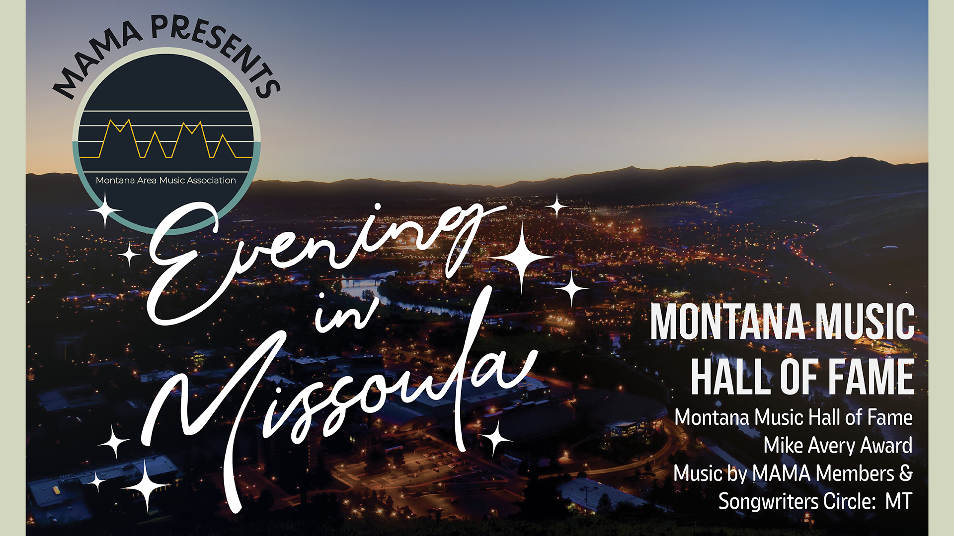 MAMA presents "Evening in Missoula" Inaugural Gala for the Montana Music Hall of Fame, March 31 at Zootown Arts Community Center in Missoula