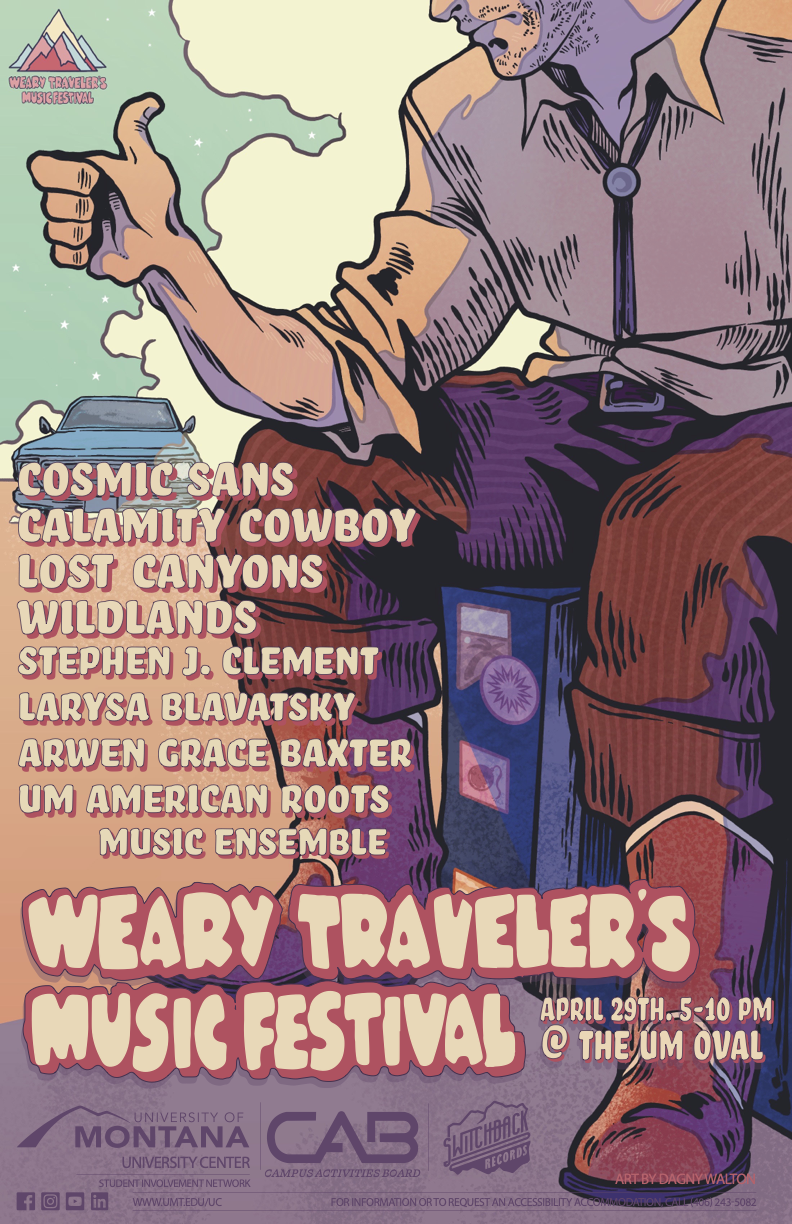 Weary Travelers Music Festival on Saturday, April 29 on the UM Campus Oval in Missoula, Montana