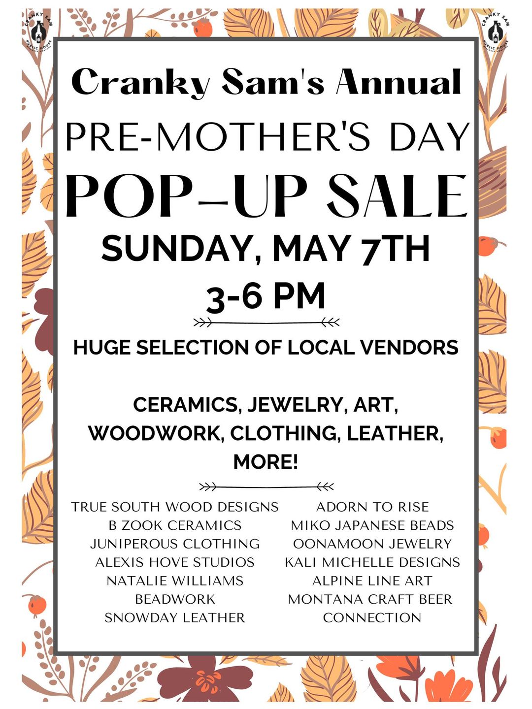 Pre-Mother's Day Sale