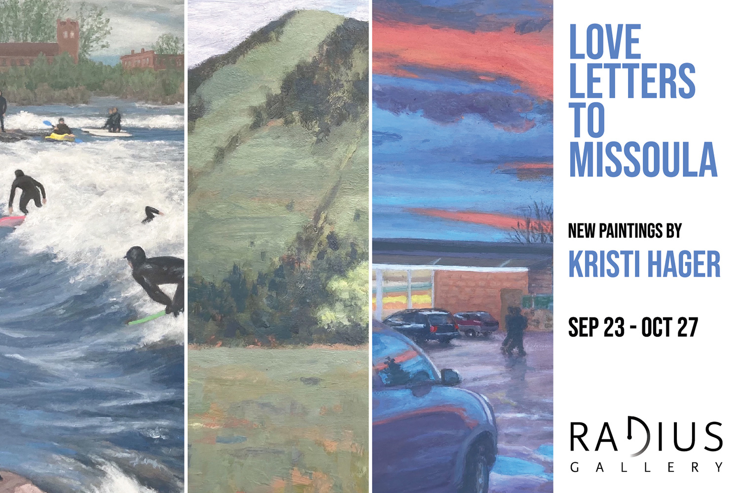Opening Art Exhibit "Love Letters to Missoula" by Kristi Hager at Radius Gallery in Downtown Missoula on Friday, September 23, 2022